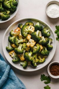 Air fryer Roasted Broccoli and Cauliflower