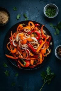 air fryer Roasted Sweet Peppers and Onions