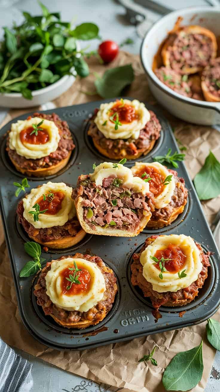 8. Meatloaf Muffins with Mashed Potato Tops