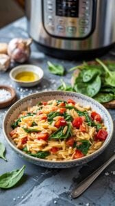 Creamy Instant Pot Tomato Orzo With Spinach