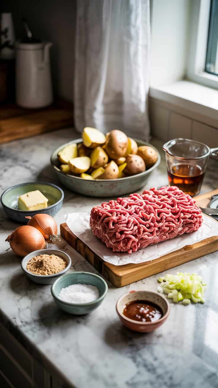 Ingredients For Instant Pot Meatloaf And Mashed Potatoes