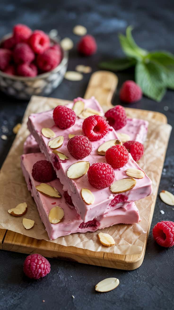 11 raspberry almond frozen yogurt bark t MZsnKsplR9GkIJq64yxTSw JuzV3CohRVq23751Di82zQ
