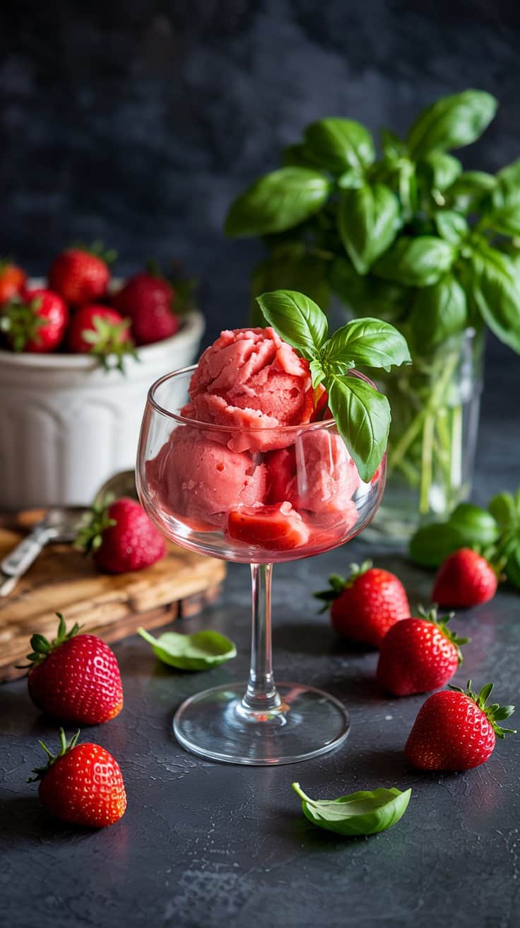 3 strawberry and basil sorbet strawberry 60gzAZzITvGLB1Nu9CsDNA 2HjxuQzGQZaMO7CadC2tcQ