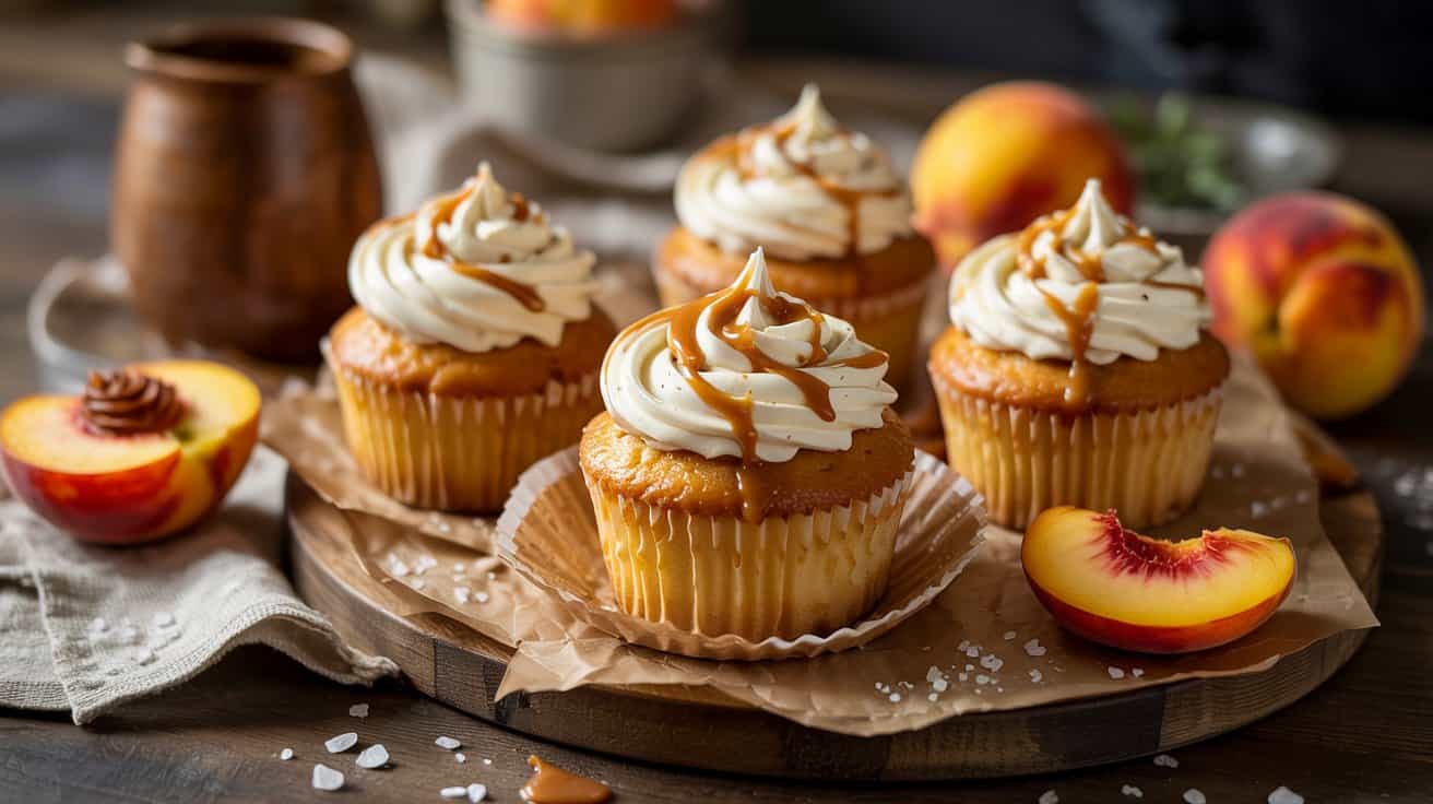 13 salted caramel peach cupcakes a rich ZBaQqOyMRAO4mLe6F3oCYA xo5wXItjQsq8yM izZqqZg