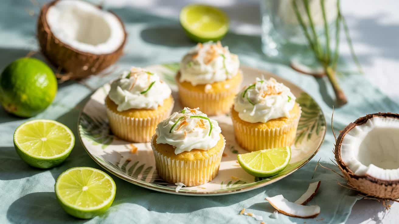 3 key lime coconut cupcakes a tropical f JhNN84YCR yJnzBKSHDoDw rSPekgwTVyrdM42xu4OYA