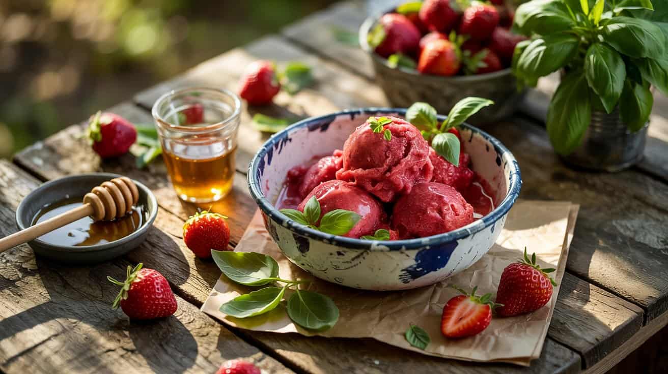 3 strawberry basil sorbet a rustic count cyRZcqK6TwW4LinO HSRrg ncxq27zZSrOdzOn5Zp4RXw