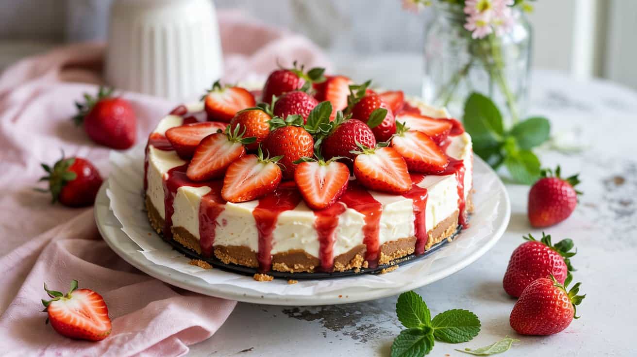 3 strawberry cheesecake pie with graham yaOX9TPpRbeNYmMqPCz9nA ur9 1XOcRZOQzqkiUkE1BQ