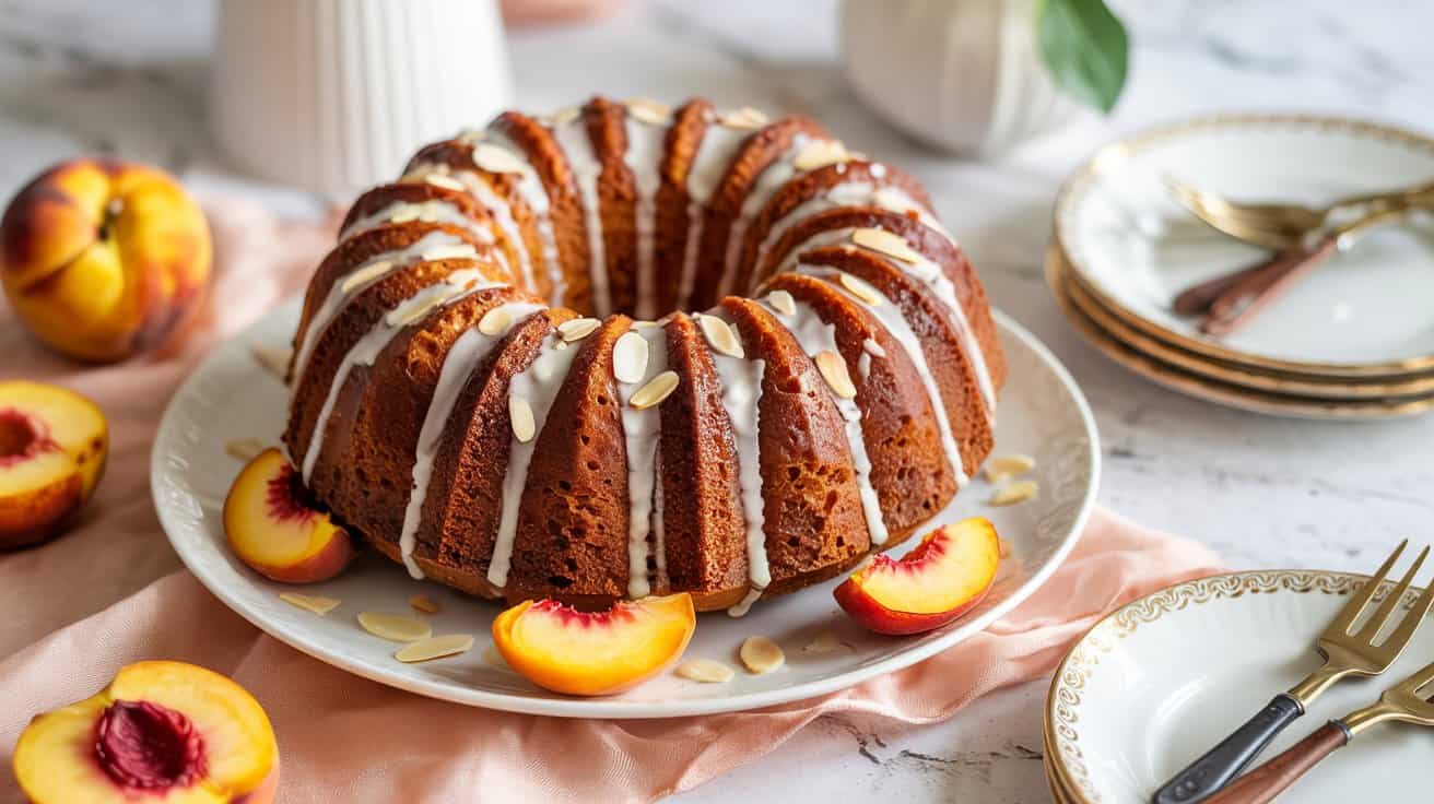 4 peach and almond bundt cake a bright e RjVNoyvoThW0Ee1 ViMCuw ZEI7N4APRVKOgNvOwEjZCg