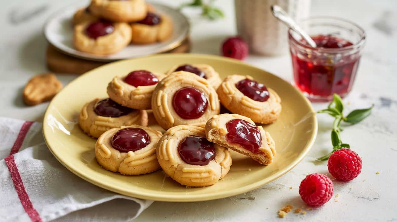 4 peanut butter jelly thumbprint cookies KKTYG7P8RBut0Om K2W5ew KqBoxfLWR9KjxaibMG meQ