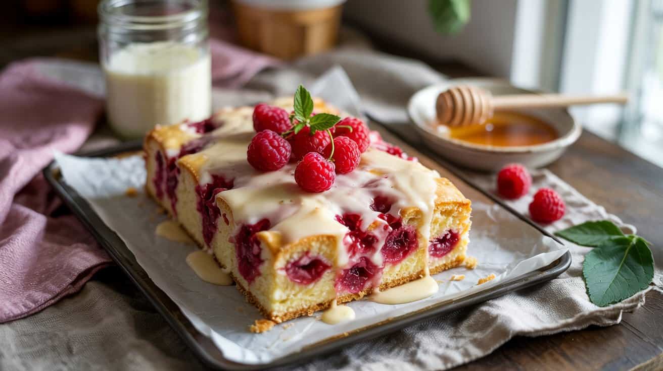 5 raspberry yogurt sheet cake with honey HfA7w1mbQ4y8FFHmrzxI A qz7My tGSU2P6DqSShk7Qg