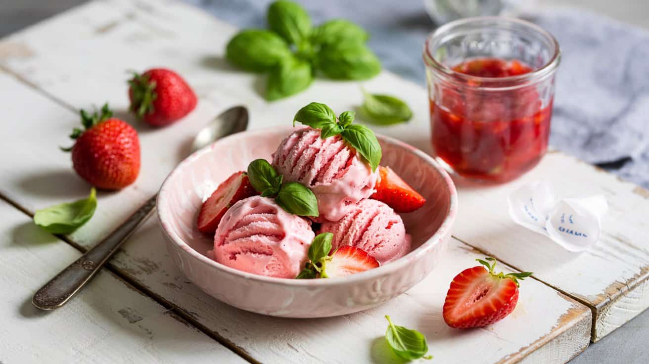 5 strawberry basil ice cream a light ref 2e sKISnTmmArl1DmZzoHw 1xXVHfHsR KRscx6TcusIg