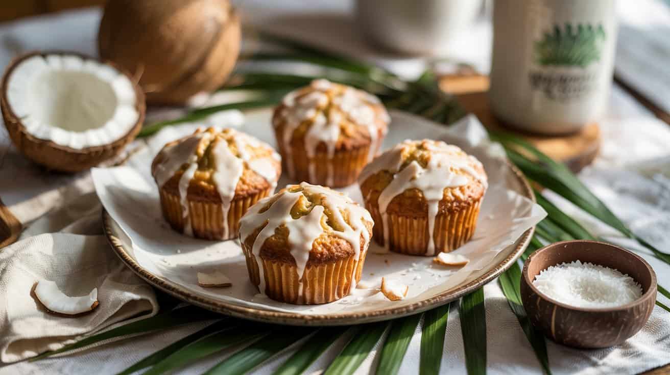 6 banana coconut muffins with coconut su K3T49afUQ8yYOVSWAO2pgQ rXTu ub3Rf6Zql8jCf4azA