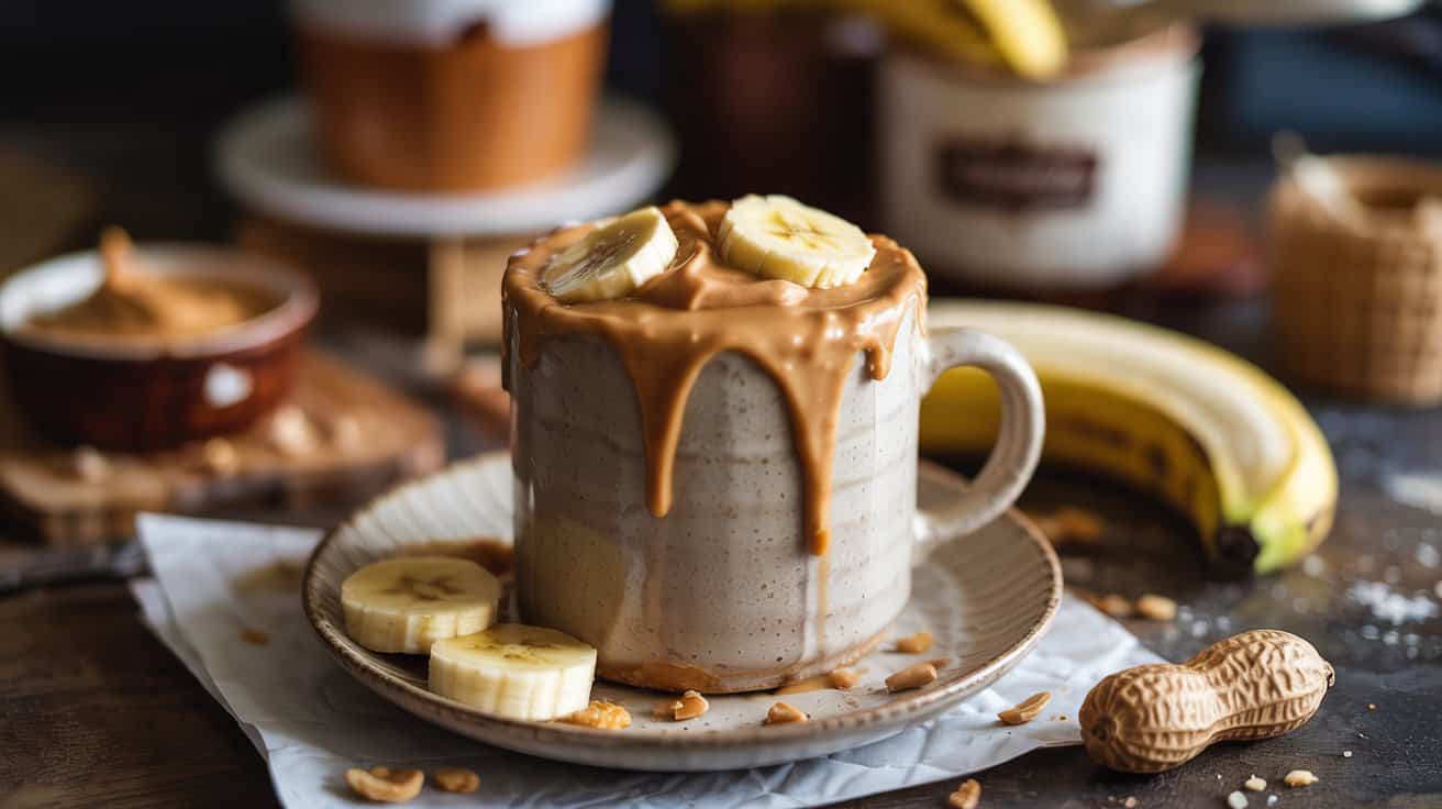 7 peanut butter banana mug cake a cozy i 9SJcF8SeRiWyqAOmUojbrQ 02fDr090TUGQgGqCz0JnFw