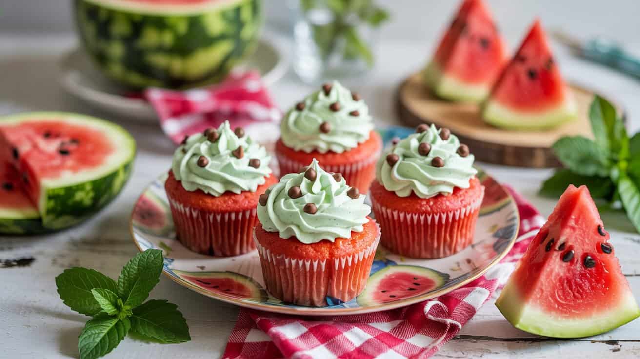 7 watermelon cupcakes with mint buttercr TrXRyaRZRk Do dyCWdoxQ CejpOMrVSOOpl951V2OQLA