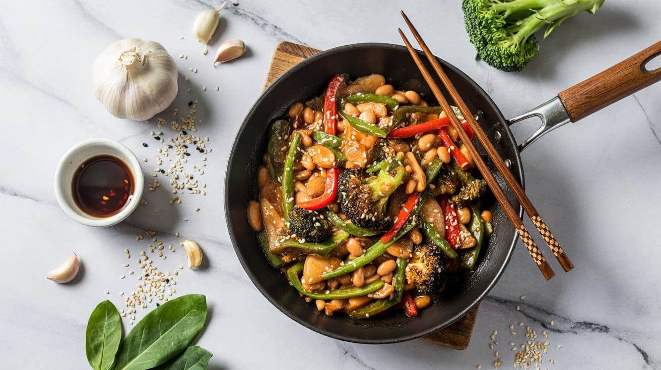 10 bean and vegetable stir fry with garl QfHQyQayRrCaE9XUcEVlzQ j xX5qKdQNCdr380j5Yt0g