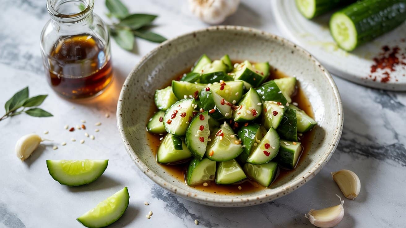 10 smashed cucumber salad with rice vine o5J9YTgjRT 5Qjmgh3OJ5w TKfPIzaWTr6ZxDuxP1l5kw