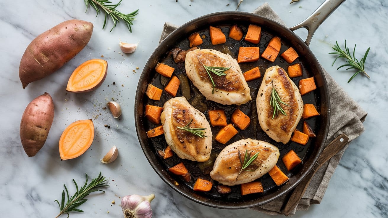 11 chicken and sweet potato skillet with FsovLOQYQ1ui801 D1rKcg 4zBbpWmvSBG7irTRlIF5BQ