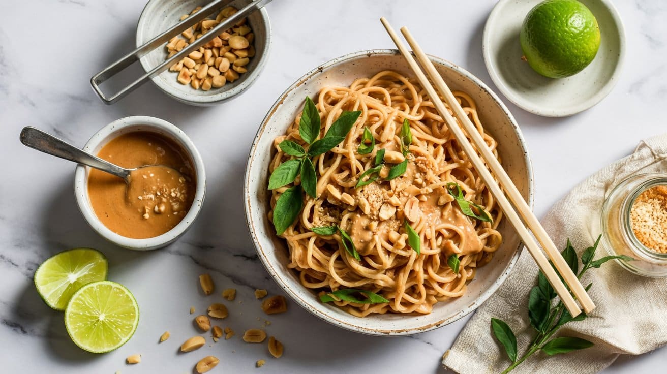 12 thai peanut noodles a bright top down rOCJhNt1R1itz2QUOaoy8A yDMHqurmTlOVwT3MacyW2A