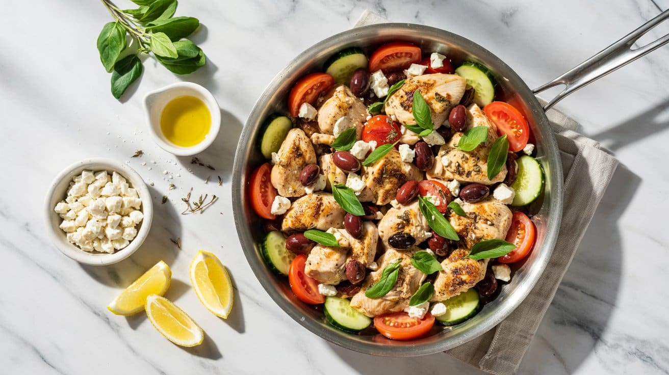 14 greek chicken skillet with feta and o TkmWvUcrSdae2aZdFpd26A xjiEGHUjR ed5PjceQY62Q