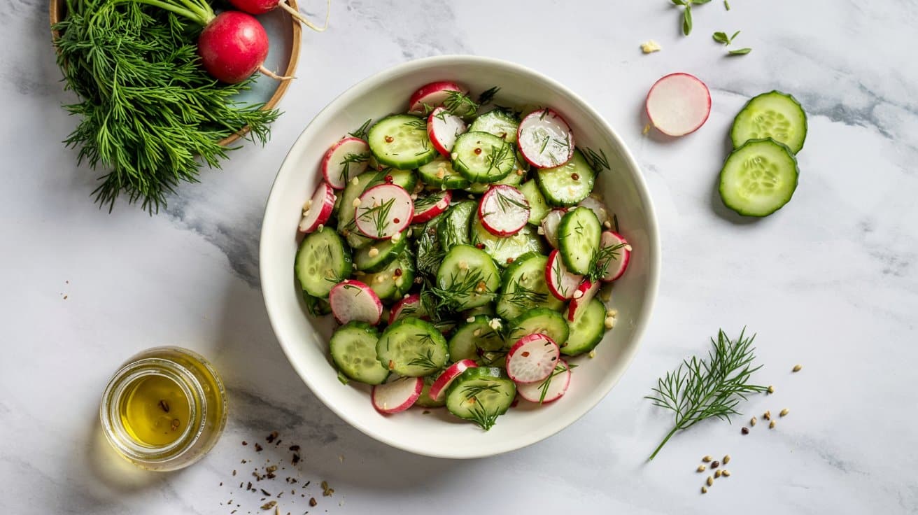 16 cucumber and radish salad with dill a v7ppQnxLThWi R8Sbv8Vrg QDI7JhqhRzWKQusd zLmtA