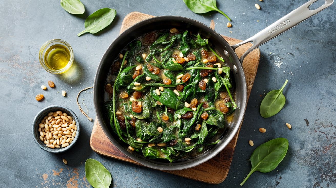 16 sauteed spinach with pine nuts and ra Aka8P9c9SzGD UPrpB3 HQ ZQfF4FliTIGEx VGi2cO9Q