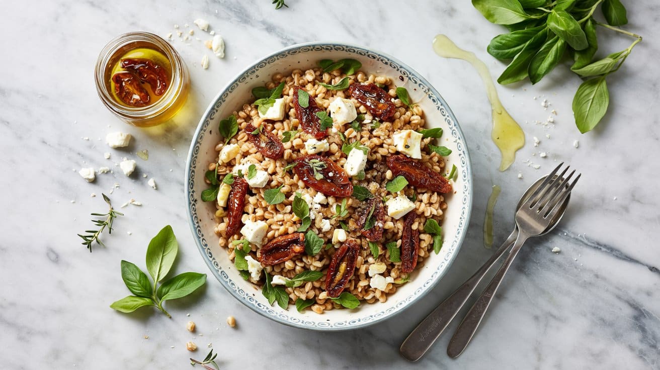 17 farro salad with sun dried tomatoes a ziEiuUtrTb66LsyEiVvhZg 6kGuKt4KQpCdwa4o1wkc6A