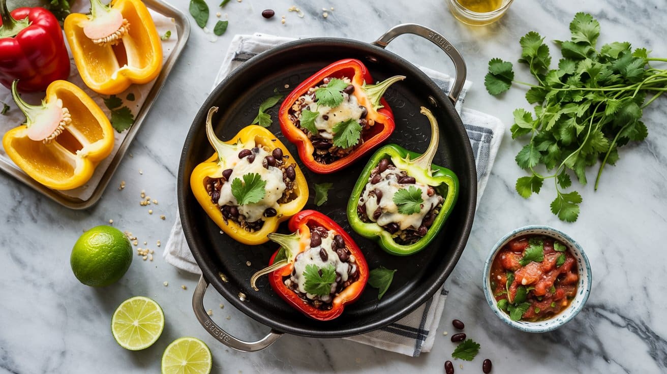 17 quinoa and black bean stuffed peppers Z3l1T wAQOW4ul7kw53 qA EIQ5nqQHSO61fgLywj8hmQ