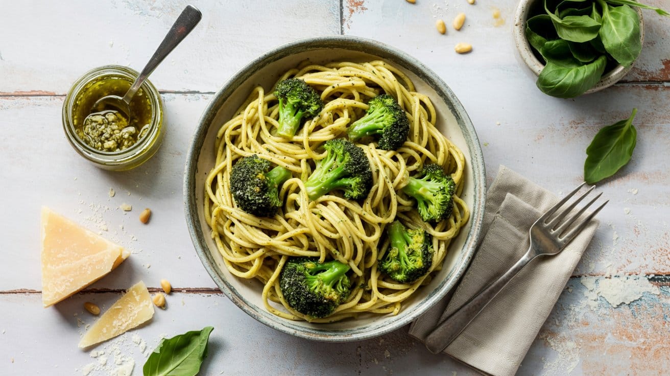 19 pesto pasta with frozen broccoli flor elQWB3EPR1muT6i2r3zVWA YvLD67w3SBimVPEN6lB4dQ