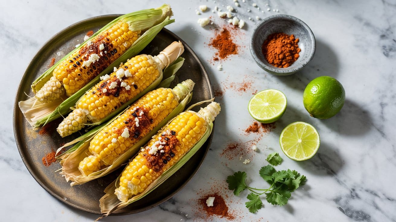 2 charred grilled corn with lime and chi b0ClApsLS5uKGeO4kr3QXg QKhcsB vTeKG5GazOkGoRw