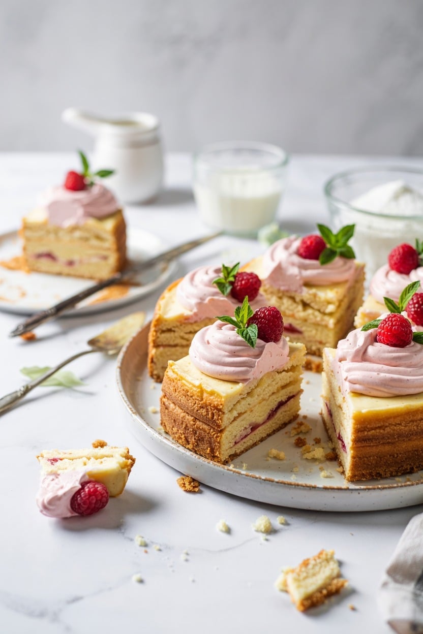 Vanilla Sheetcake with Raspberry Whipped Cream