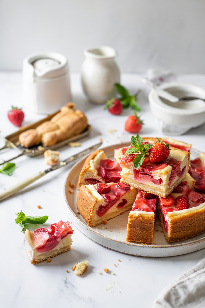 Strawberry Rhubarb Sheetcake