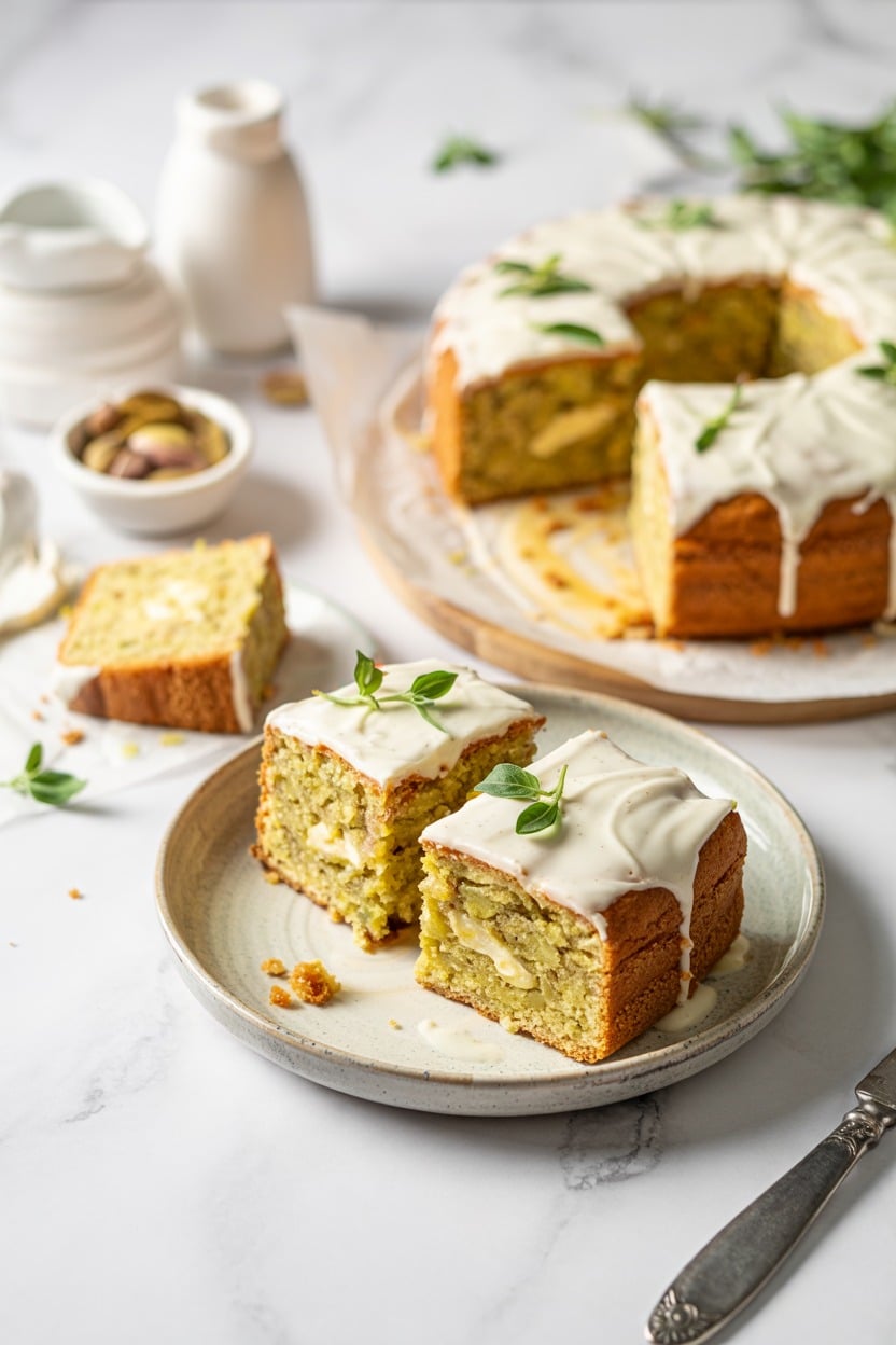 Orange Pistachio Sheetcake with Yogurt Glaze