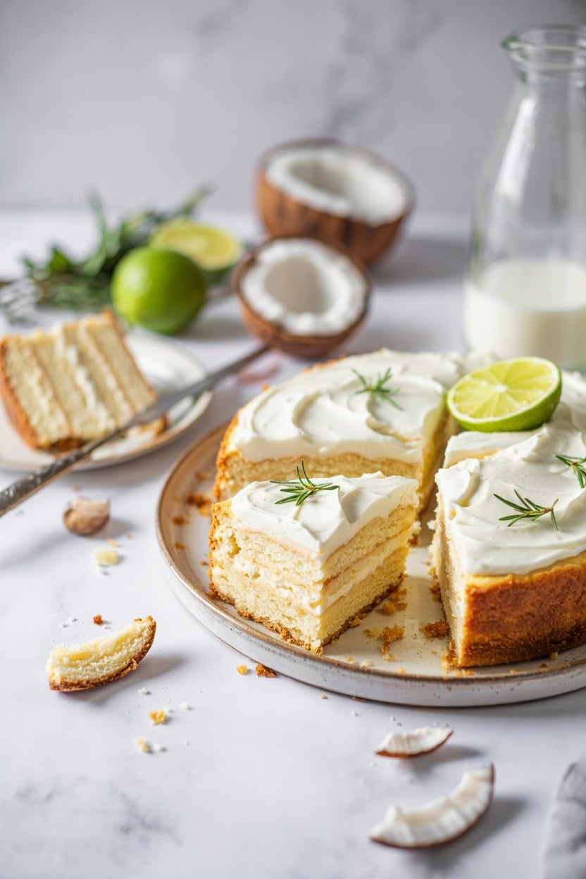 Coconut Lime Sheetcake with Cream Cheese Frosting
