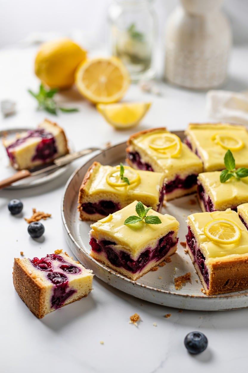 Blueberry Sheetcake with Lemon Glaze
