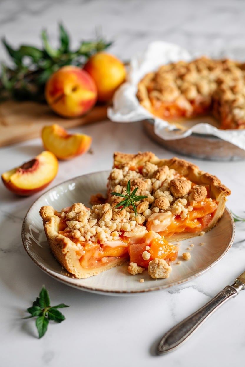 Peach Pie with Crumble Topping