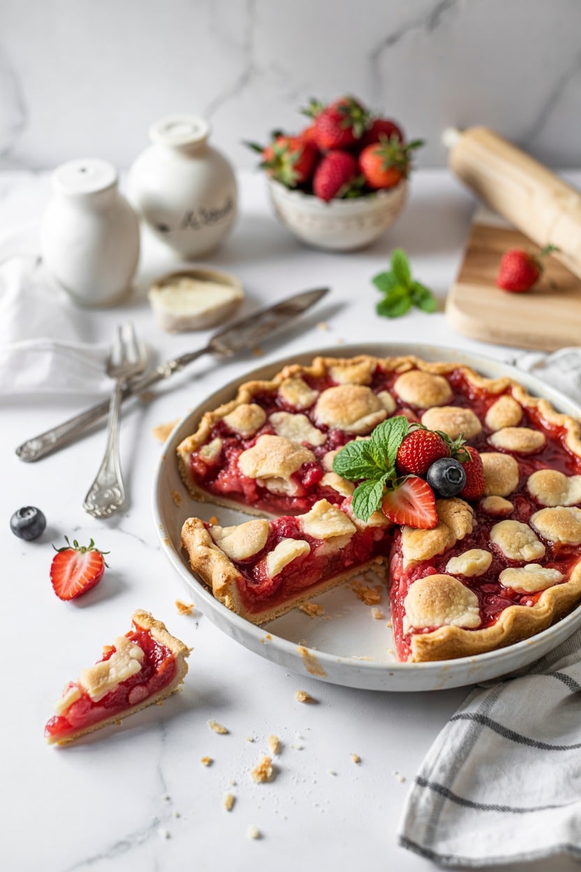 Strawberry-Rhubarb Pie with Sugar-Crust Top