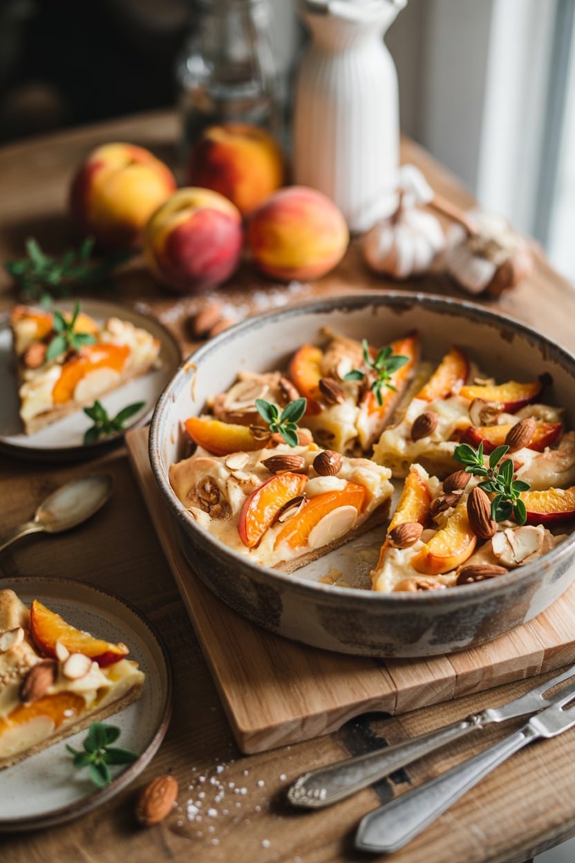 Peach and Almond Tray Bake