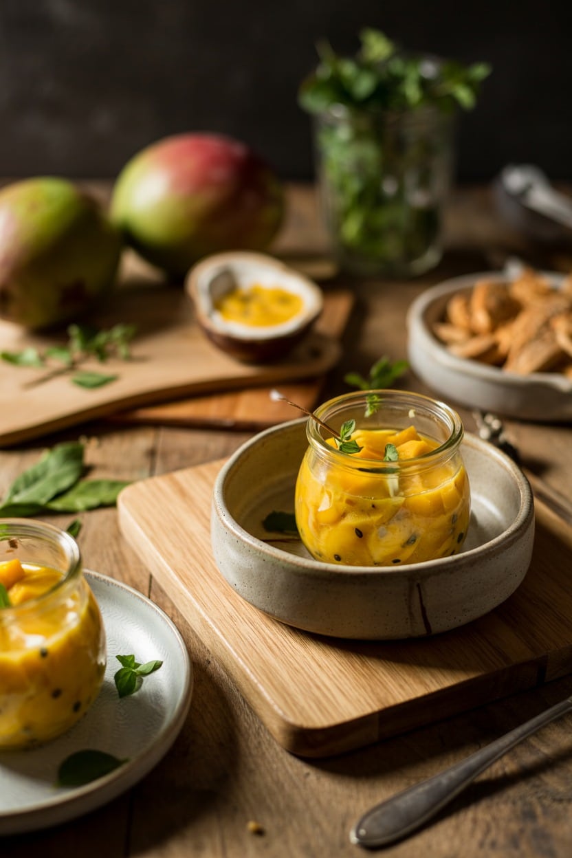 Tropical Mango Passionfruit Pudding Jar
