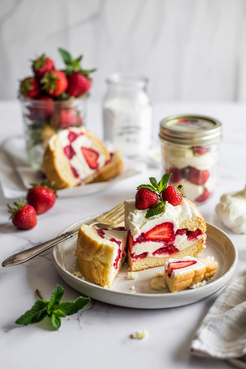 Classic Strawberry Shortcake in a Jar