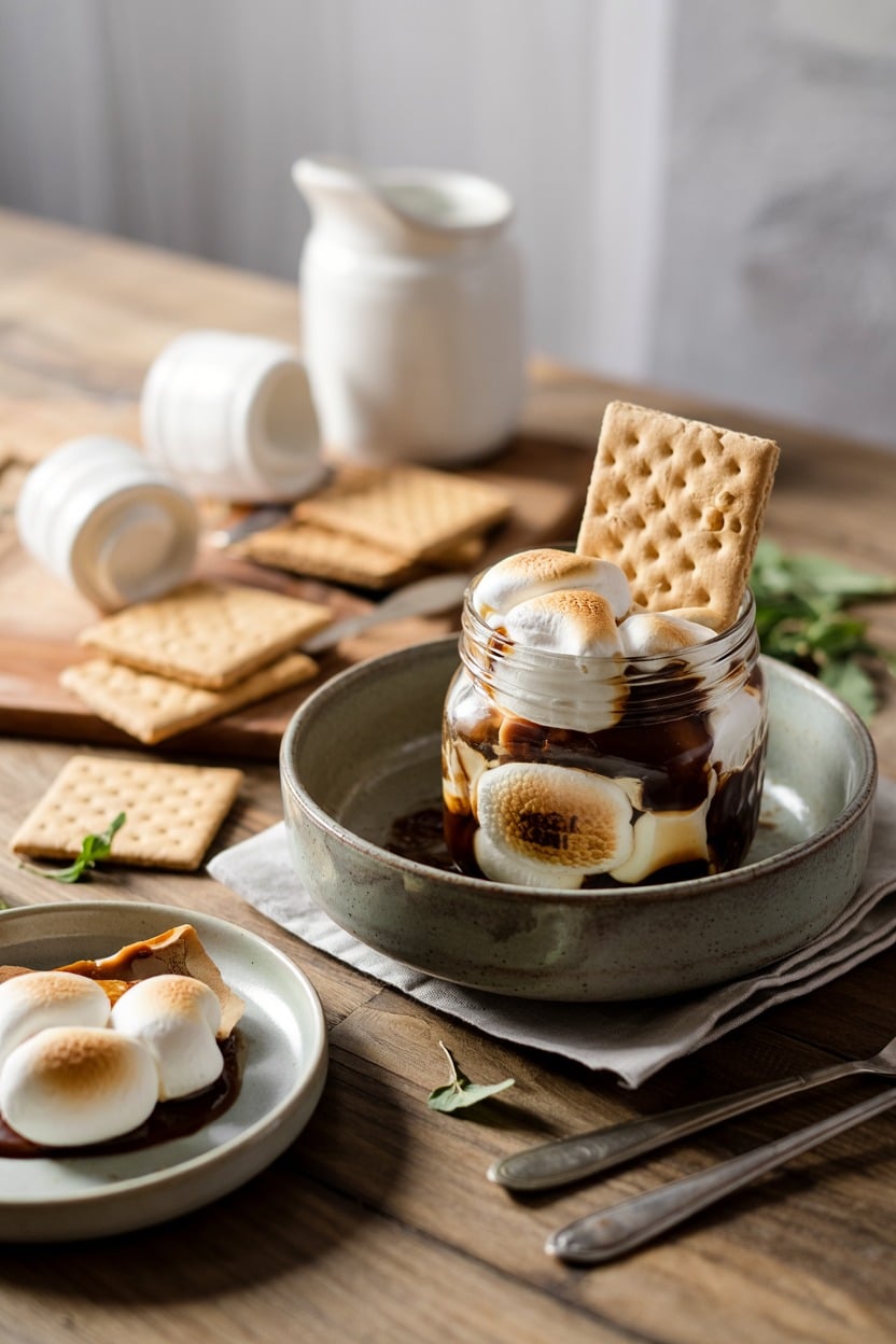 S’mores Jar with Graham Cracker and Toasted Marshmallow