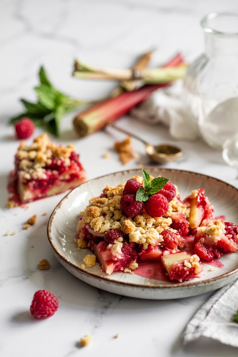 Raspberry and Rhubarb Crumble