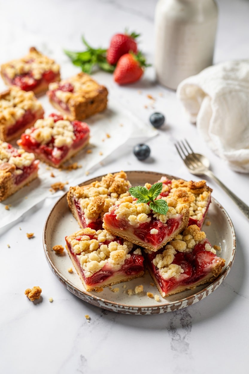 Strawberry Rhubarb Crumble Bars