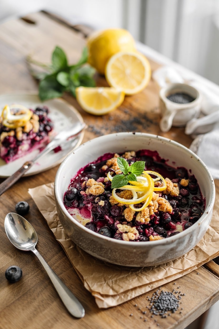 Blueberry and Lemon Crisp with Poppy Seeds