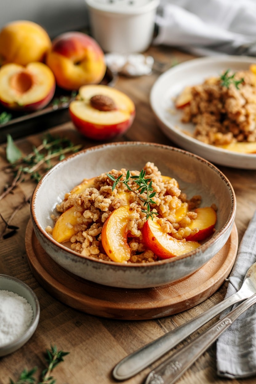 Peach Crisp with Cornmeal and Thyme