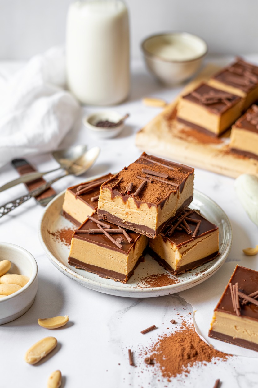 Peanut Butter Chocolate Frozen Cheesecake Bars (Joy of Baking)