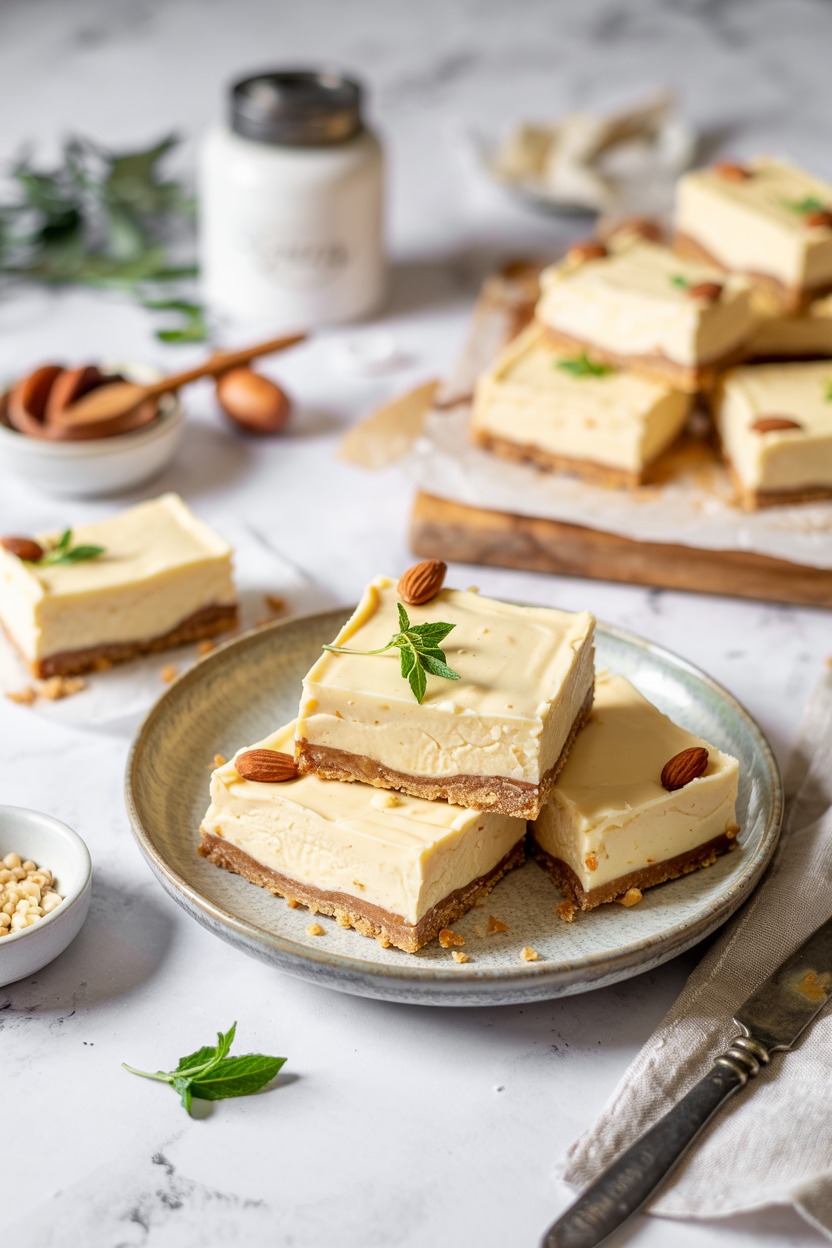 Keto Frozen Cheesecake Bars with Almond Crust (Low Carb Yum)