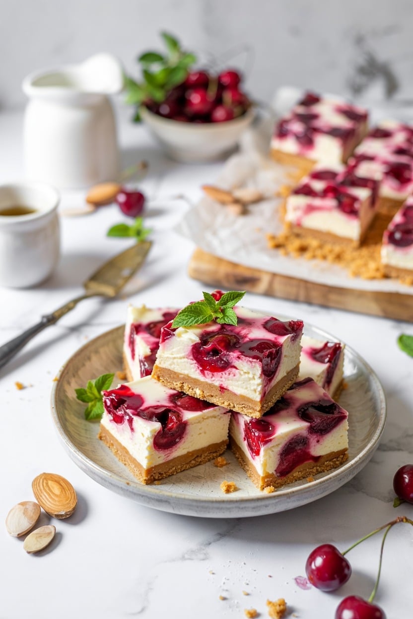 Cherry Almond Frozen Cheesecake Bars (The Kitchn)