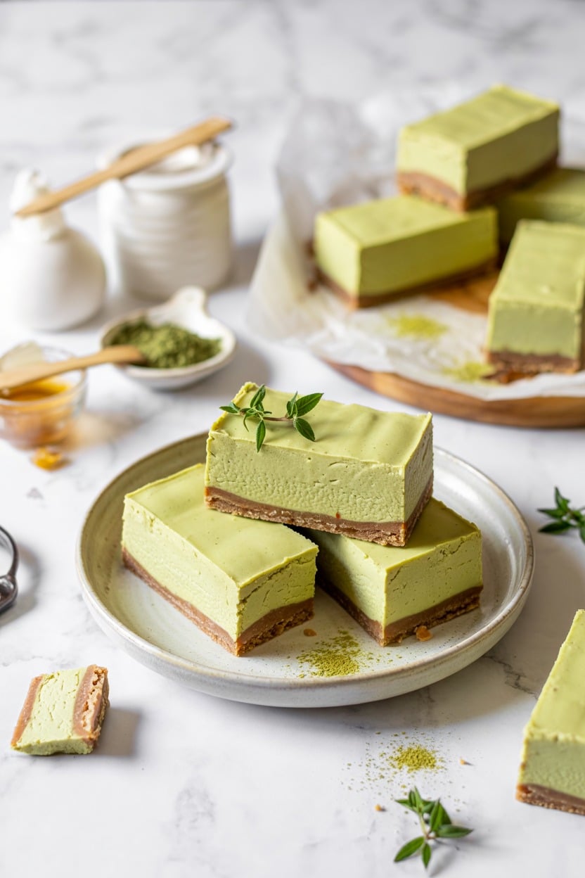 Matcha Green Tea Frozen Cheesecake Bars (Just One Cookbook)