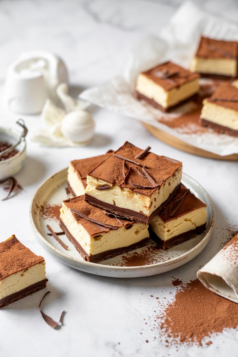 Chocolate Fudge Frozen Cheesecake Bars (Brown Eyed Baker)