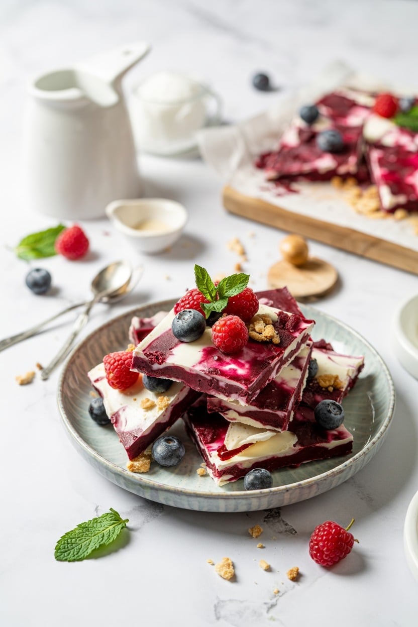 Mixed Berry Frozen Yogurt Bark